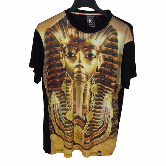 Michael Cherry T-shirt Egyptian Graphic Tee Short Sleeve Mens Large Cotton Crew - Picture 1 of 3